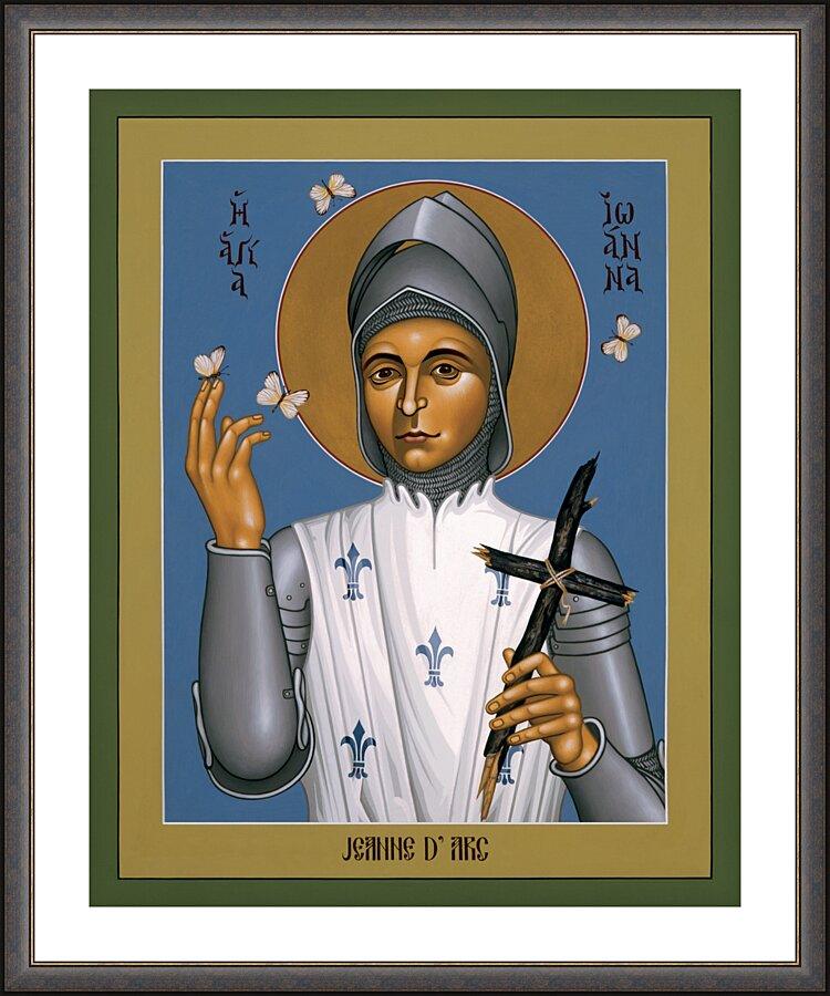 Wall Frame Espresso, Matted - St. Joan of Arc by Br. Robert Lentz, OFM - Trinity Stores