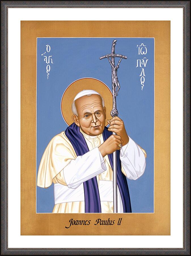 Wall Frame Espresso, Matted - St. John Paul II by Br. Robert Lentz, OFM - Trinity Stores