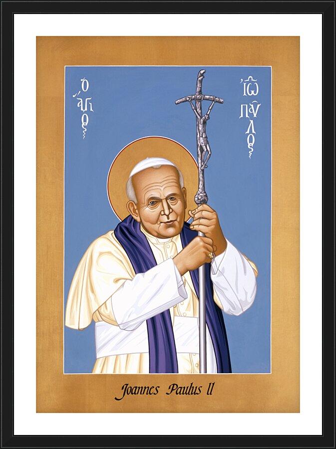 Wall Frame Black, Matted - St. John Paul II by Br. Robert Lentz, OFM - Trinity Stores