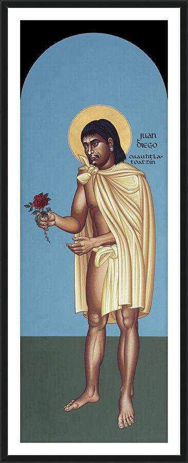 Wall Frame Black, Matted - St. Juan Diego Cuauhtlatoatzin by Br. Robert Lentz, OFM - Trinity Stores