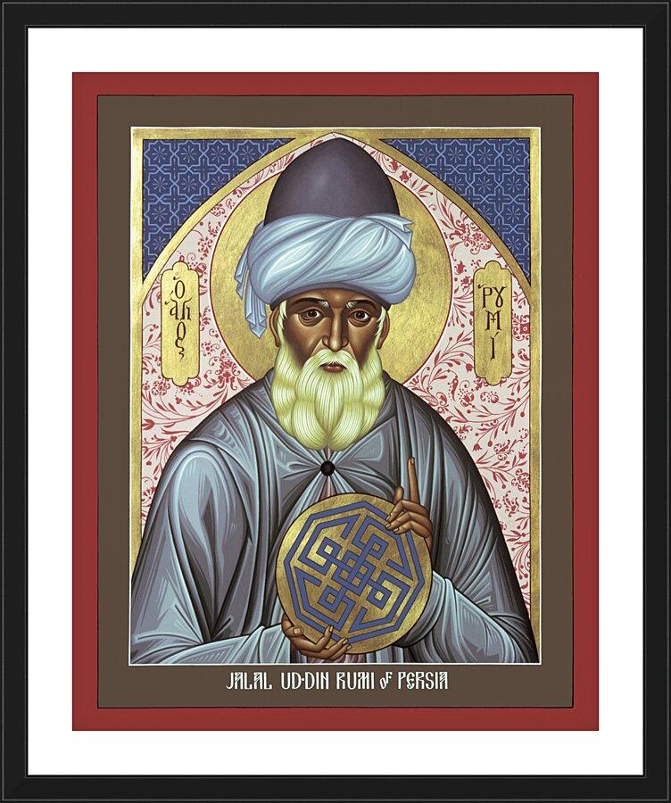 Wall Frame Black, Matted - Jalal Ud-din Rumi of Persia by Br. Robert Lentz, OFM - Trinity Stores