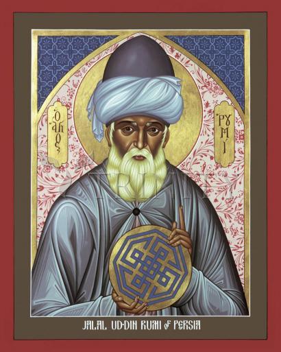 Wall Frame Gold, Matted - Jalal Ud-din Rumi of Persia by Br. Robert Lentz, OFM - Trinity Stores