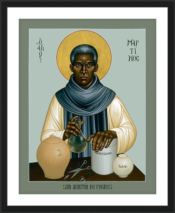 Wall Frame Black, Matted - St. Martin de Porres by Br. Robert Lentz, OFM - Trinity Stores