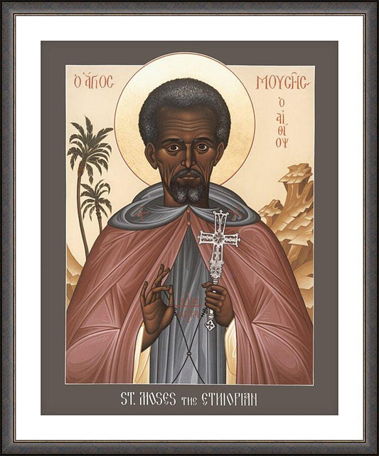 Wall Frame Espresso, Matted - St. Moses the Ethiopian by R. Lentz
