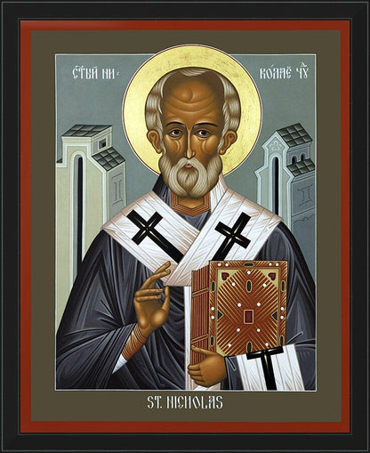 Wall Frame Black - St. Nicholas of Myra by Br. Robert Lentz, OFM - Trinity Stores