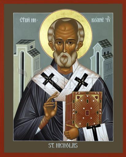 Wall Frame Black, Matted - St. Nicholas of Myra by Br. Robert Lentz, OFM - Trinity Stores