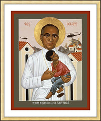 Wall Frame Gold - St. Oscar Romero of El Salvador by R. Lentz