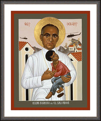 Wall Frame Espresso - St. Oscar Romero of El Salvador by R. Lentz