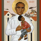 Wall Frame Black, Matted - St. Oscar Romero of El Salvador by R. Lentz