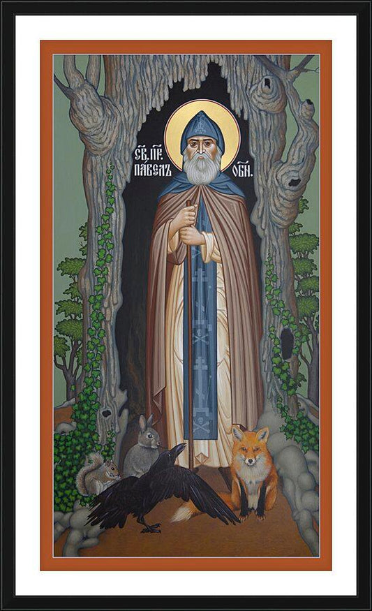 Wall Frame Black, Matted - St. Paul of Obnora by R. Lentz