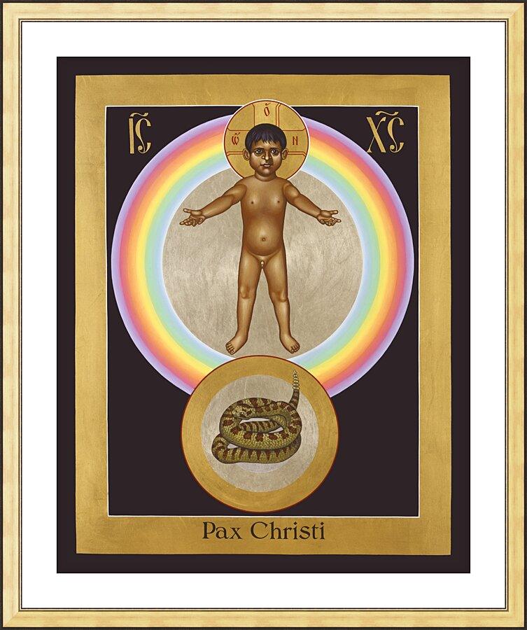 Wall Frame Gold, Matted - Pax Christi by Br. Robert Lentz, OFM - Trinity Stores