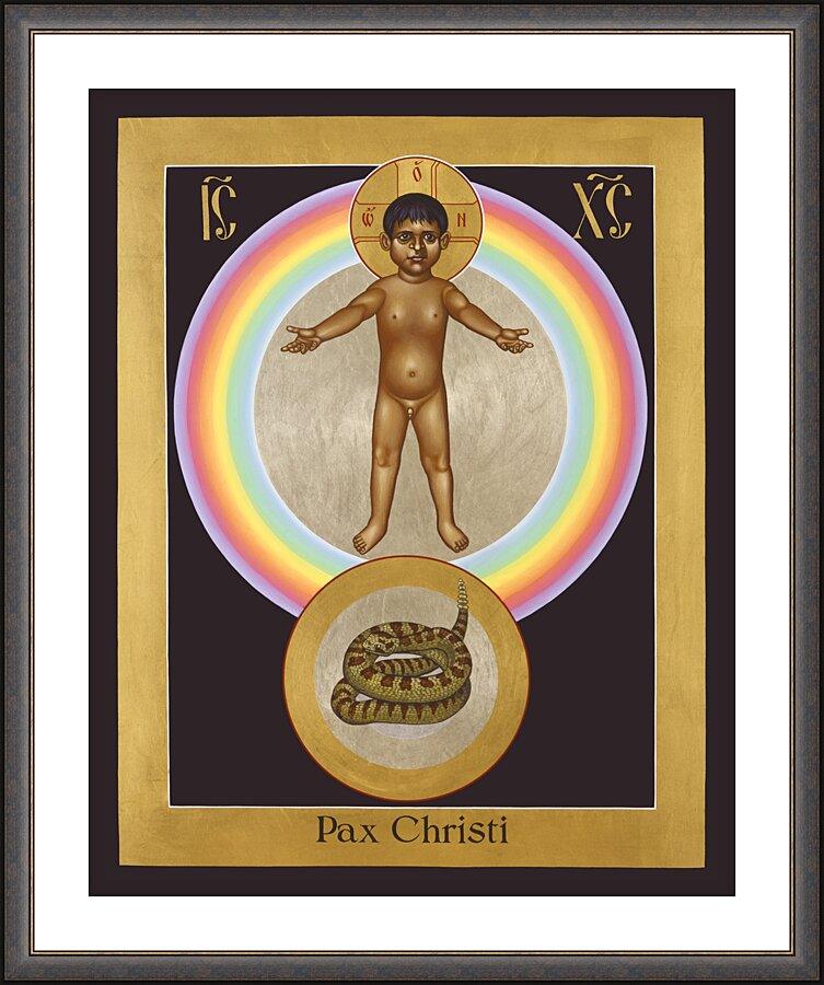 Wall Frame Espresso, Matted - Pax Christi by Br. Robert Lentz, OFM - Trinity Stores