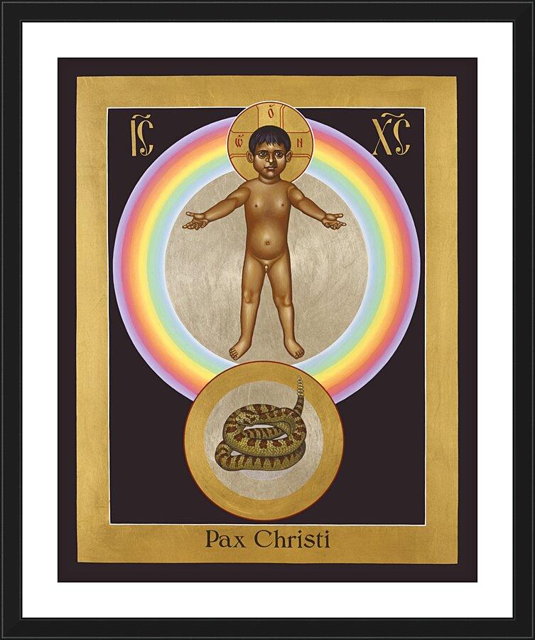 Wall Frame Black, Matted - Pax Christi by Br. Robert Lentz, OFM - Trinity Stores