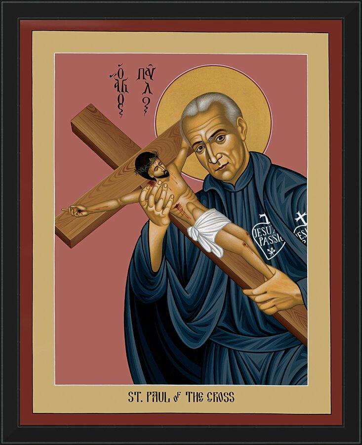 Wall Frame Black - St. Paul of the Cross by Br. Robert Lentz, OFM - Trinity Stores