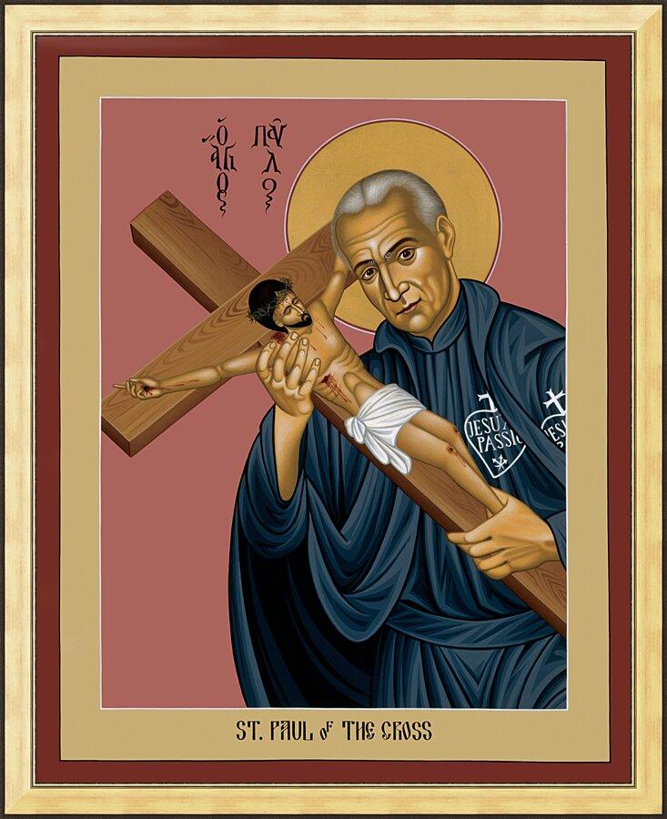 Wall Frame Gold - St. Paul of the Cross by Br. Robert Lentz, OFM - Trinity Stores