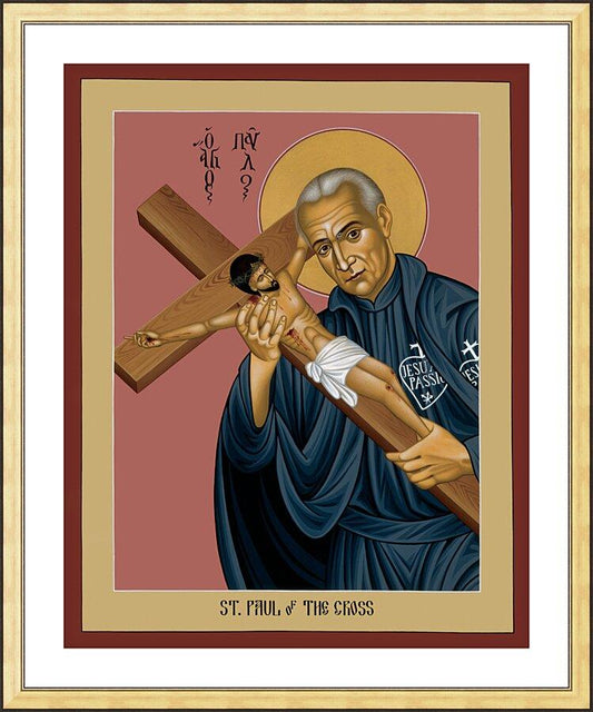 Wall Frame Gold, Matted - St. Paul of the Cross by R. Lentz