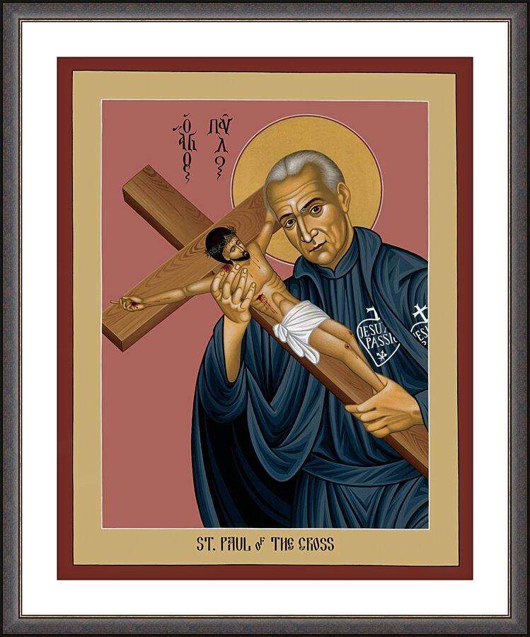Wall Frame Espresso, Matted - St. Paul of the Cross by Br. Robert Lentz, OFM - Trinity Stores