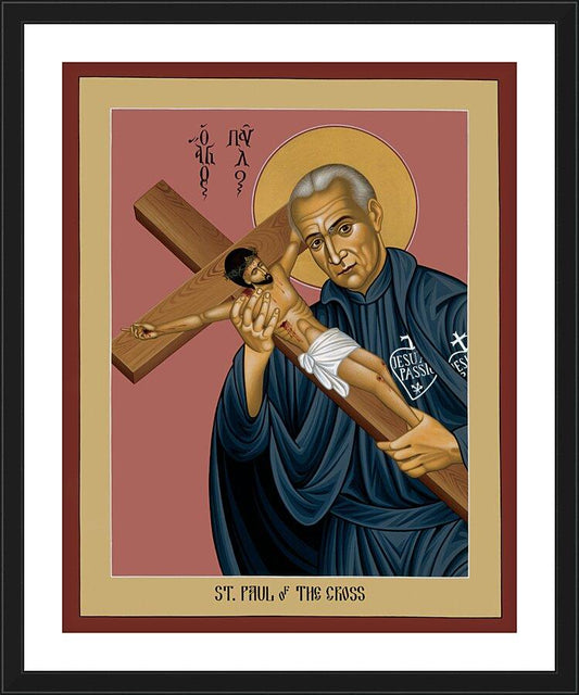 Wall Frame Black, Matted - St. Paul of the Cross by R. Lentz