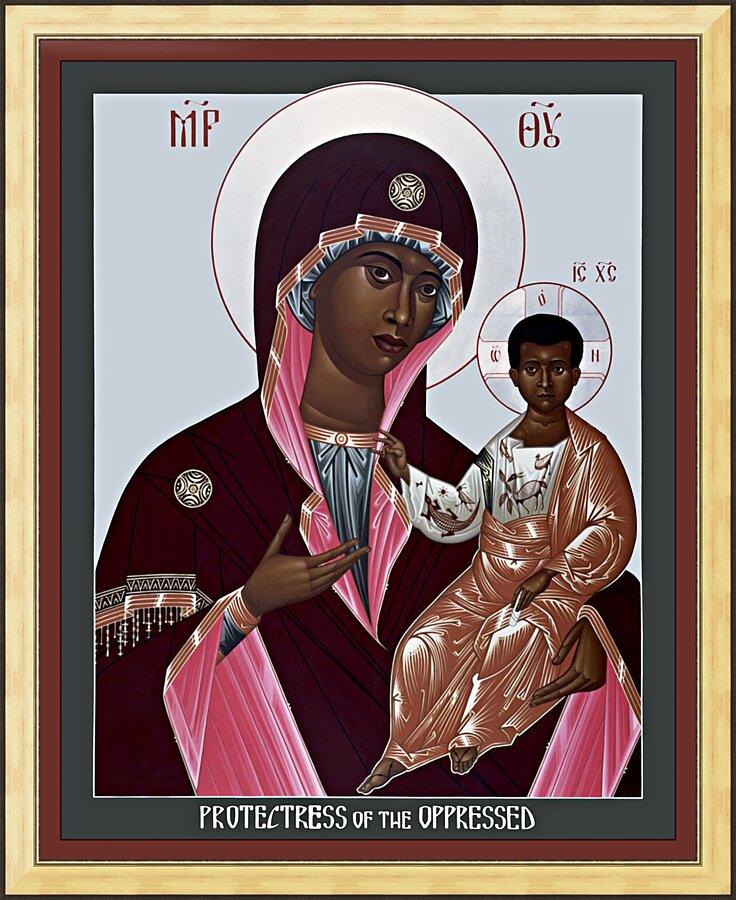 Wall Frame Gold - Mother of God: Protectress of the Oppressed by Br. Robert Lentz, OFM - Trinity Stores
