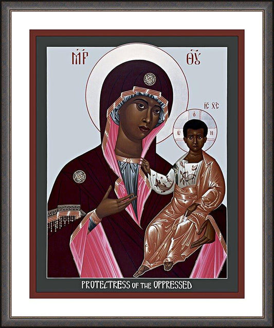 Wall Frame Espresso, Matted - Mother of God: Protectress of the Oppressed by R. Lentz