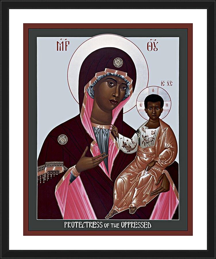 Wall Frame Black, Matted - Mother of God: Protectress of the Oppressed by Br. Robert Lentz, OFM - Trinity Stores
