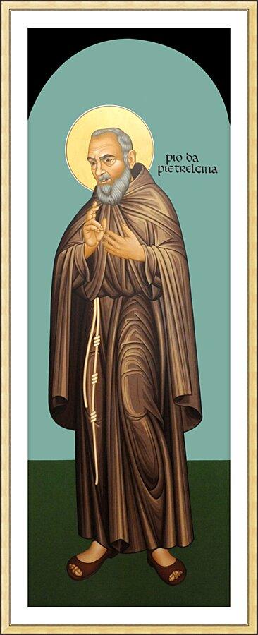 Wall Frame Gold, Matted - St. Padre Pio of Pietrelcina by Br. Robert Lentz, OFM - Trinity Stores