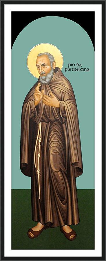 Wall Frame Black, Matted - St. Padre Pio of Pietrelcina by R. Lentz