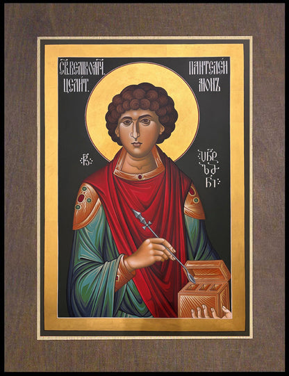 St. Panteleimon - Wood Plaque Premium
