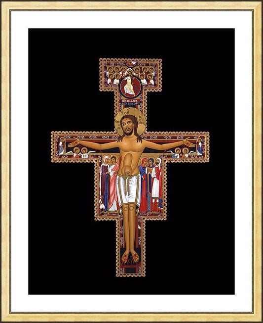 Wall Frame Gold, Matted - San Damiano Crucifix by R. Lentz
