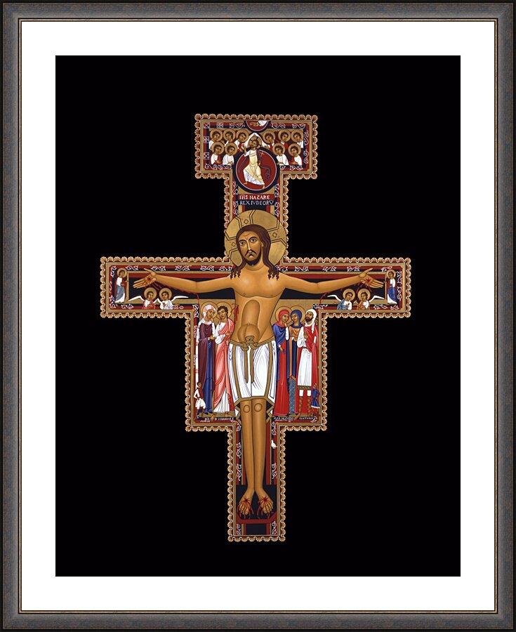 Wall Frame Espresso, Matted - San Damiano Crucifix by R. Lentz