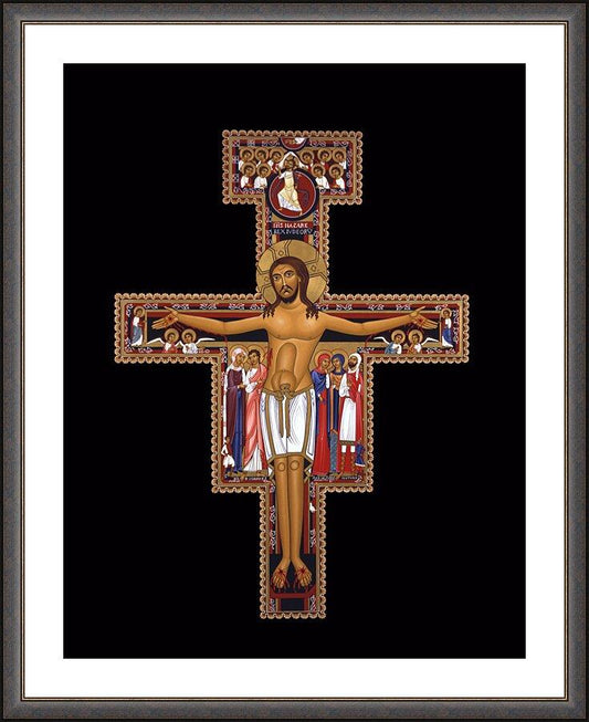 Wall Frame Espresso, Matted - San Damiano Crucifix by R. Lentz