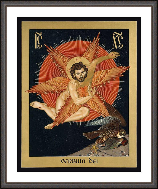 Wall Frame Espresso, Matted - Seraphic Christ by R. Lentz