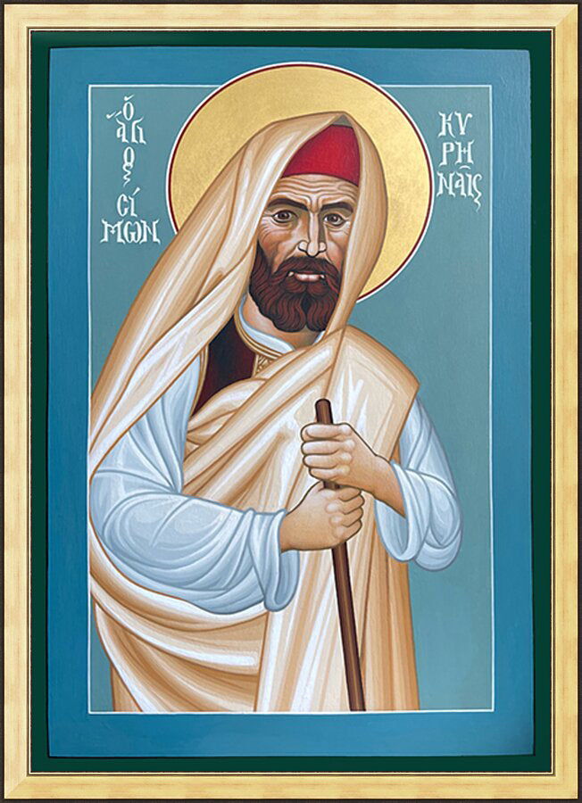 Wall Frame Gold - St. Simone of Cyrene by R. Lentz