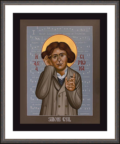 Wall Frame Espresso, Matted - Simone Weil by Br. Robert Lentz, OFM - Trinity Stores
