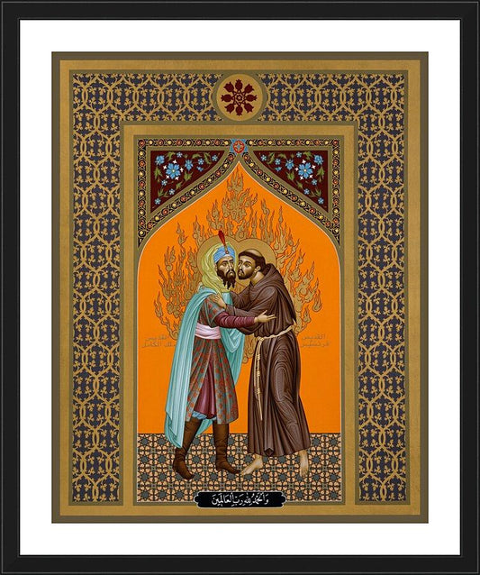 Wall Frame Black, Matted - St. Francis and the Sultan by R. Lentz