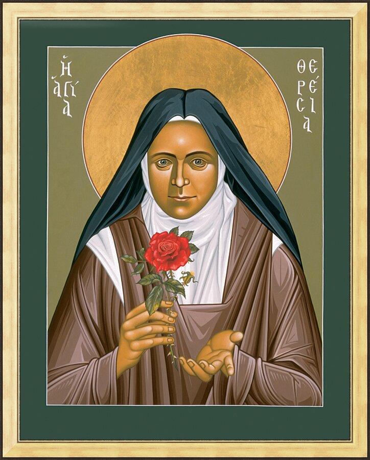 Wall Frame Gold - St. Thérèse of Lisieux by Br. Robert Lentz, OFM - Trinity Stores