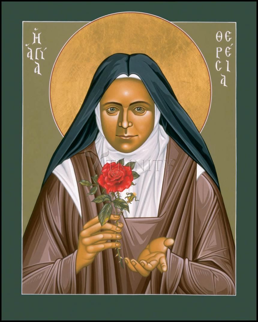 Wall Frame Black, Matted - St. Thérèse of Lisieux by Br. Robert Lentz, OFM - Trinity Stores