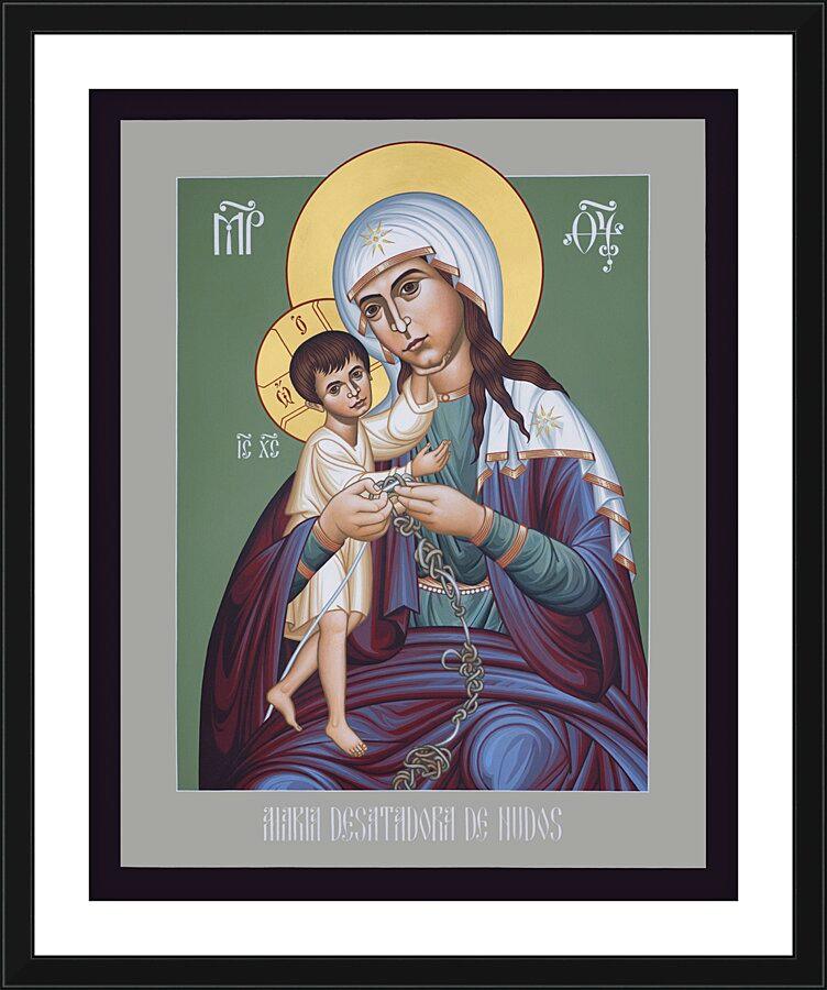 Wall Frame Black, Matted - Mary, Undoer of Knots - Spanish by Br. Robert Lentz, OFM - Trinity Stores