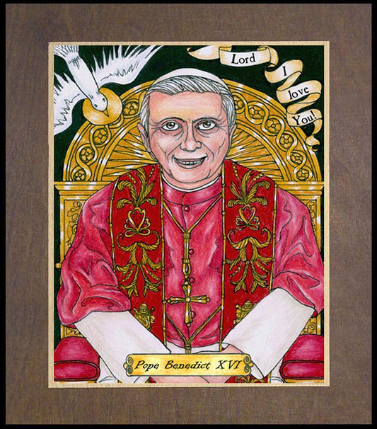 Benedict XVI - Wood Plaque Premium by Brenda Nippert - Trinity Stores