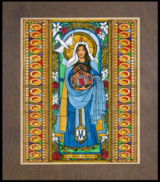 Mary, Mother of the Church - Wood Plaque Premium