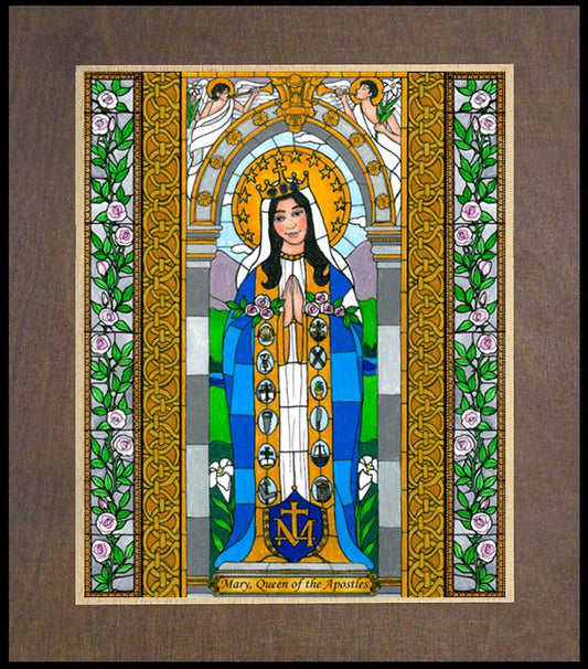 Mary, Queen of the Apostles - Wood Plaque Premium by Brenda Nippert - Trinity Stores