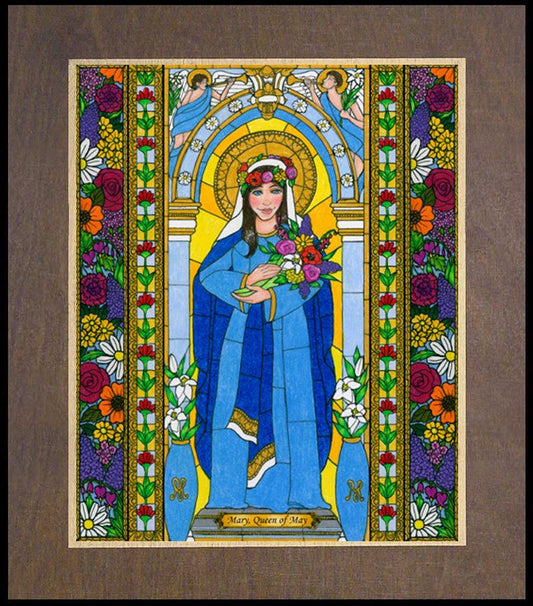 Mary, Queen of May - Wood Plaque Premium