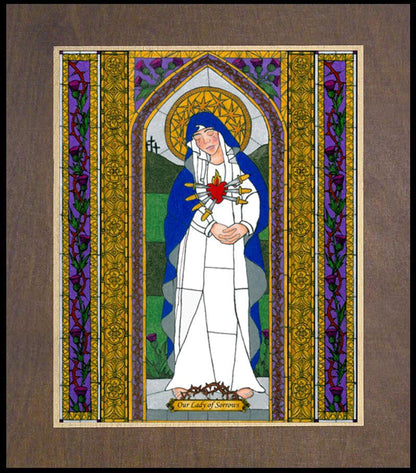 Our Lady of Sorrows - Wood Plaque Premium