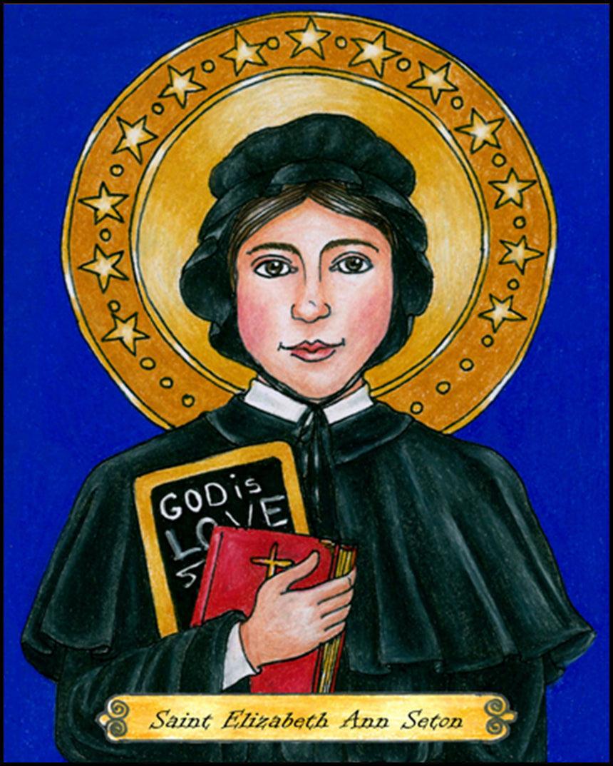 St. Elizabeth Ann Seton - Wood Plaque by Brenda Nippert - Trinity Stores