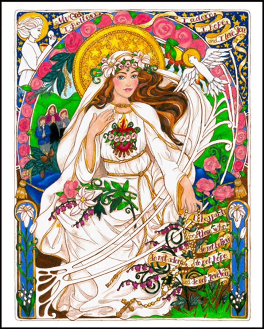 Our Lady of Fatima - Wood Plaque by Brenda Nippert - Trinity Stores
