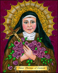 Wood Plaque - St. Thérèse of Lisieux by B. Nippert