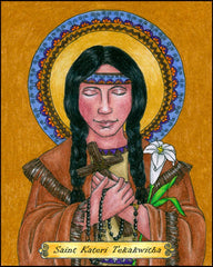 Wood Plaque - St. Kateri Tekakwitha by B. Nippert