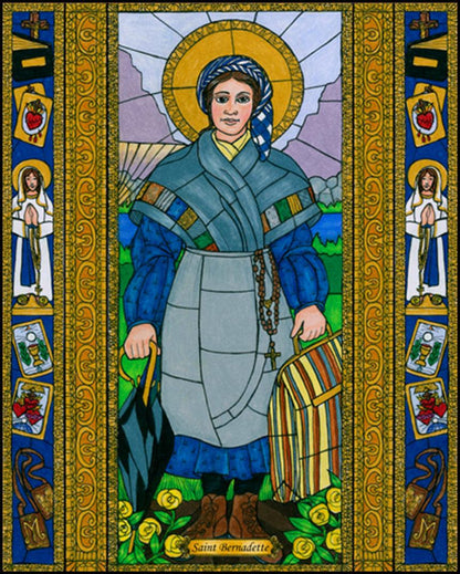 St. Bernadette of Lourdes - Wood Plaque by Brenda Nippert - Trinity Stores