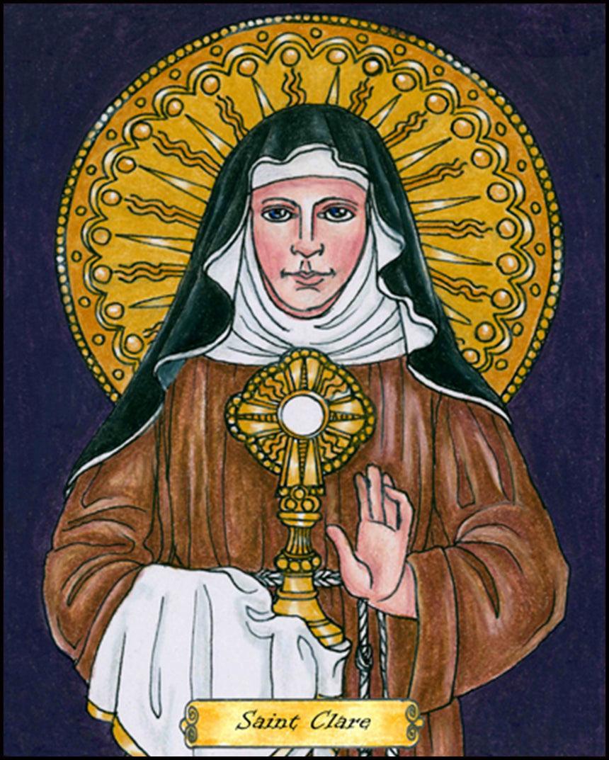 St. Clare of Assisi - Wood Plaque by Brenda Nippert - Trinity Stores