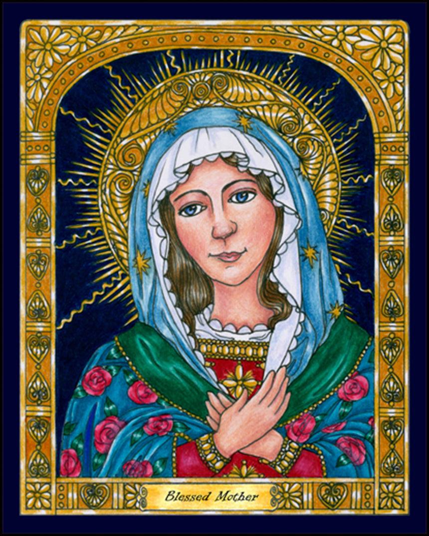 Blessed Mary Mother of God - Wood Plaque by Brenda Nippert - Trinity Stores